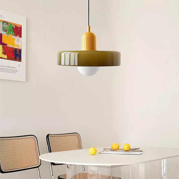 Lampa wisząca z kolorowego szkła - BauLume-Zielony-Czerwony-25 x 18 cm-Trend Polska