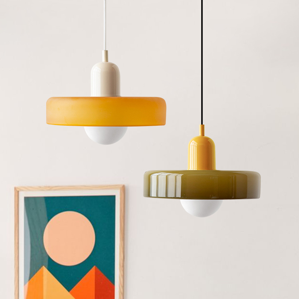 Lampa wisząca z kolorowego szkła - BauLume-Zielony-Czerwony-25 x 18 cm-Trend Polska