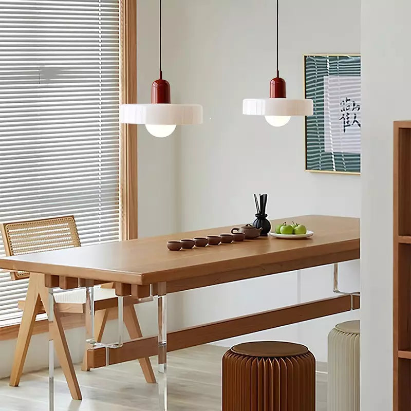 Lampa wisząca z kolorowego szkła - BauLume-Zielony-Czerwony-25 x 18 cm-Trend Polska