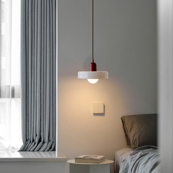 Lampa wisząca z kolorowego szkła - BauLume-Zielony-Czerwony-25 x 18 cm-Trend Polska