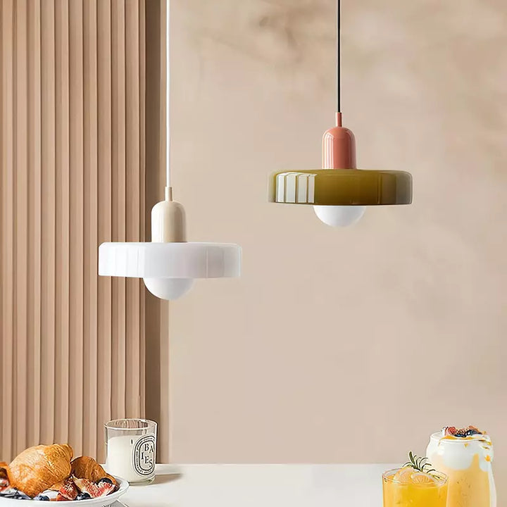 Lampa wisząca z kolorowego szkła - BauLume-Zielony-Czerwony-25 x 18 cm-Trend Polska