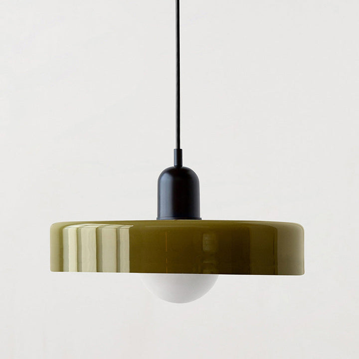 Lampa wisząca z kolorowego szkła - BauLume-Zielony-Czarny-25 x 18 cm-Trend Polska