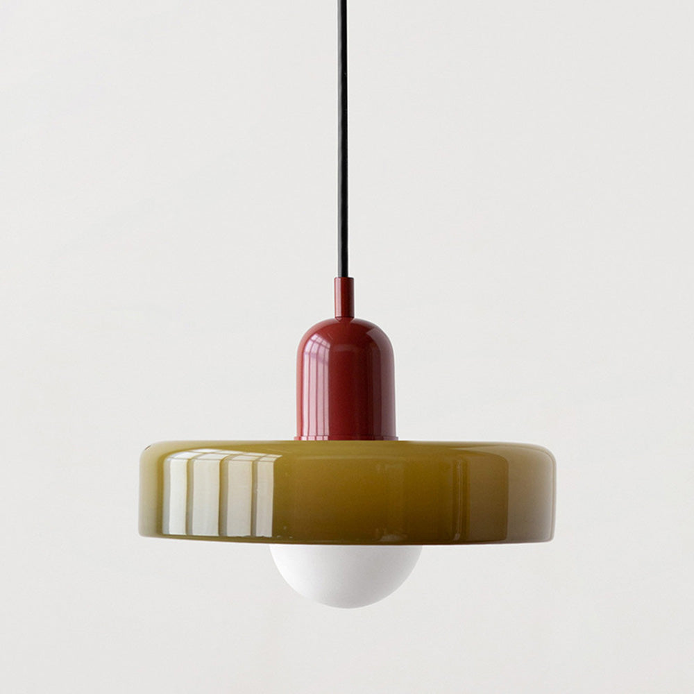 Lampa wisząca z kolorowego szkła - BauLume-Zielony-Czerwony-25 x 18 cm-Trend Polska