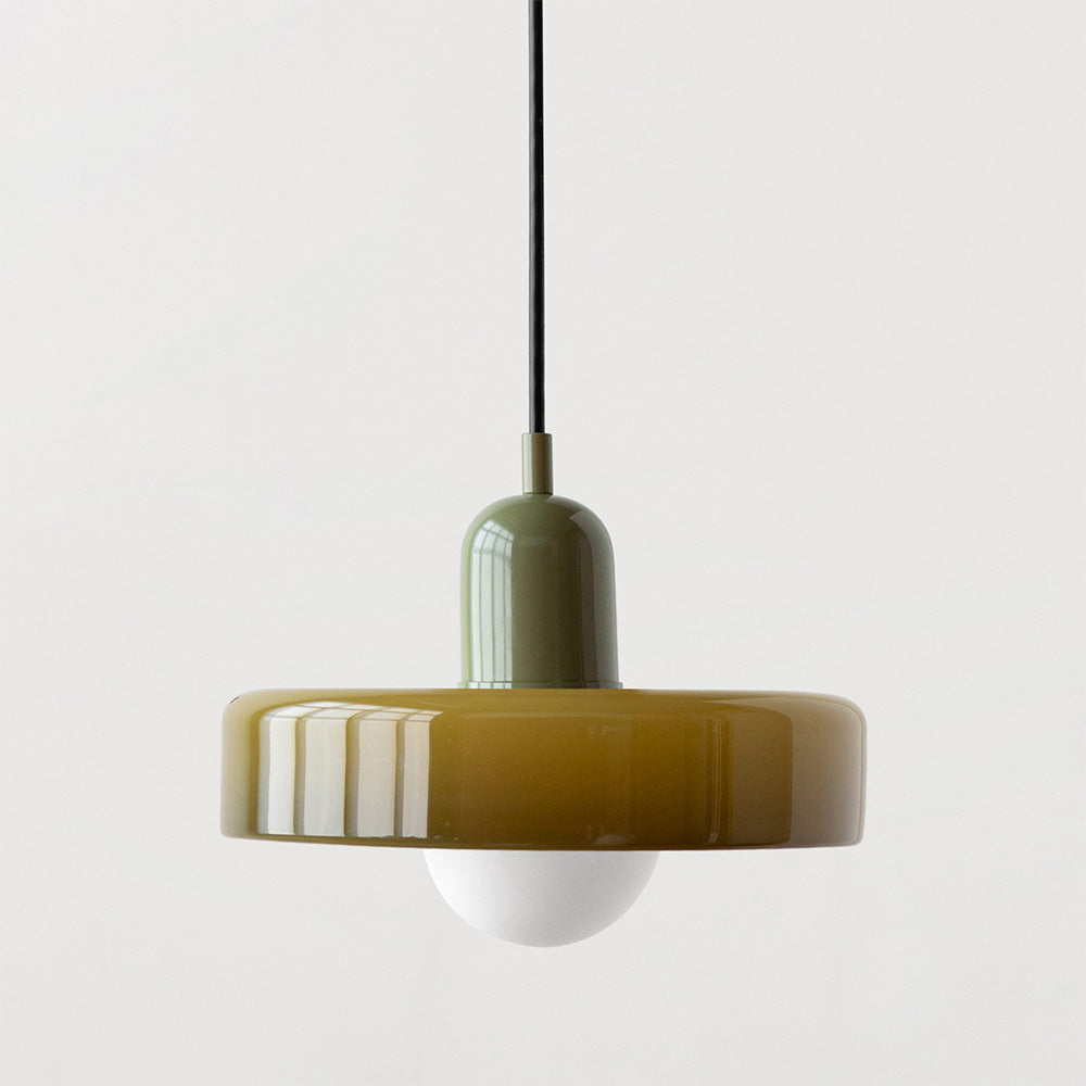 Lampa wisząca z kolorowego szkła - BauLume-Zielony-Zielony-25 x 18 cm-Trend Polska