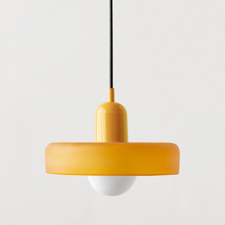 Lampa wisząca z kolorowego szkła - BauLume-Żółty-Żółty-25 x 18 cm-Trend Polska