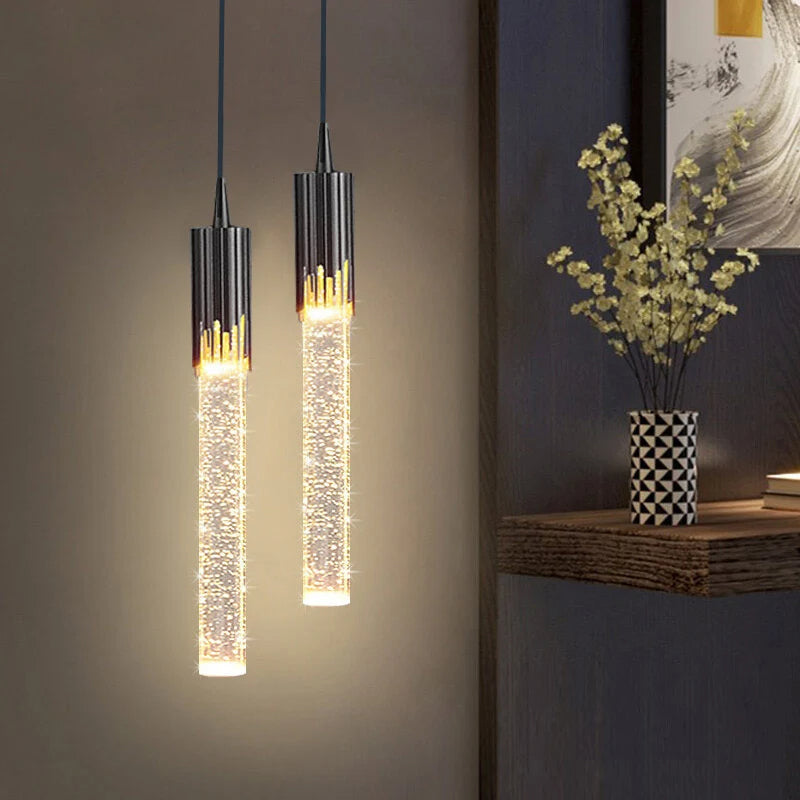 Lampa wisząca z szkła w kształcie cylindra - Lustreau-Złoto-1 lampa-Trend Polska