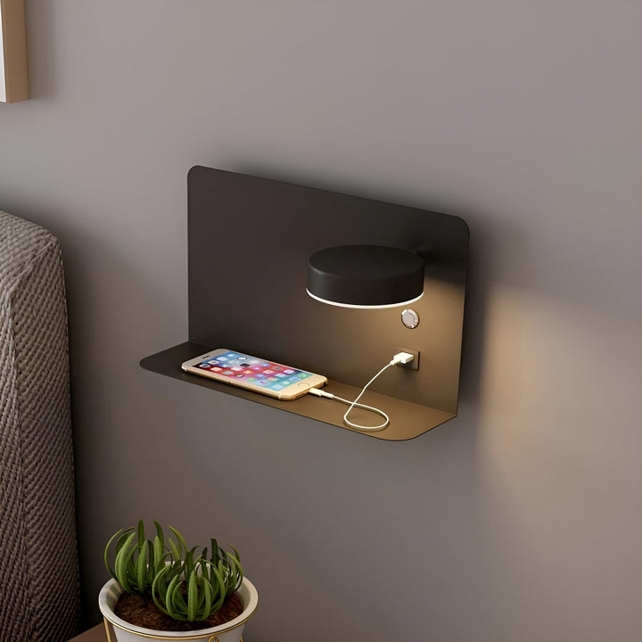 Lampka LED na ścianę z ładowarką USB i włącznikiem - GlowPort-Czarny-Trend Polska
