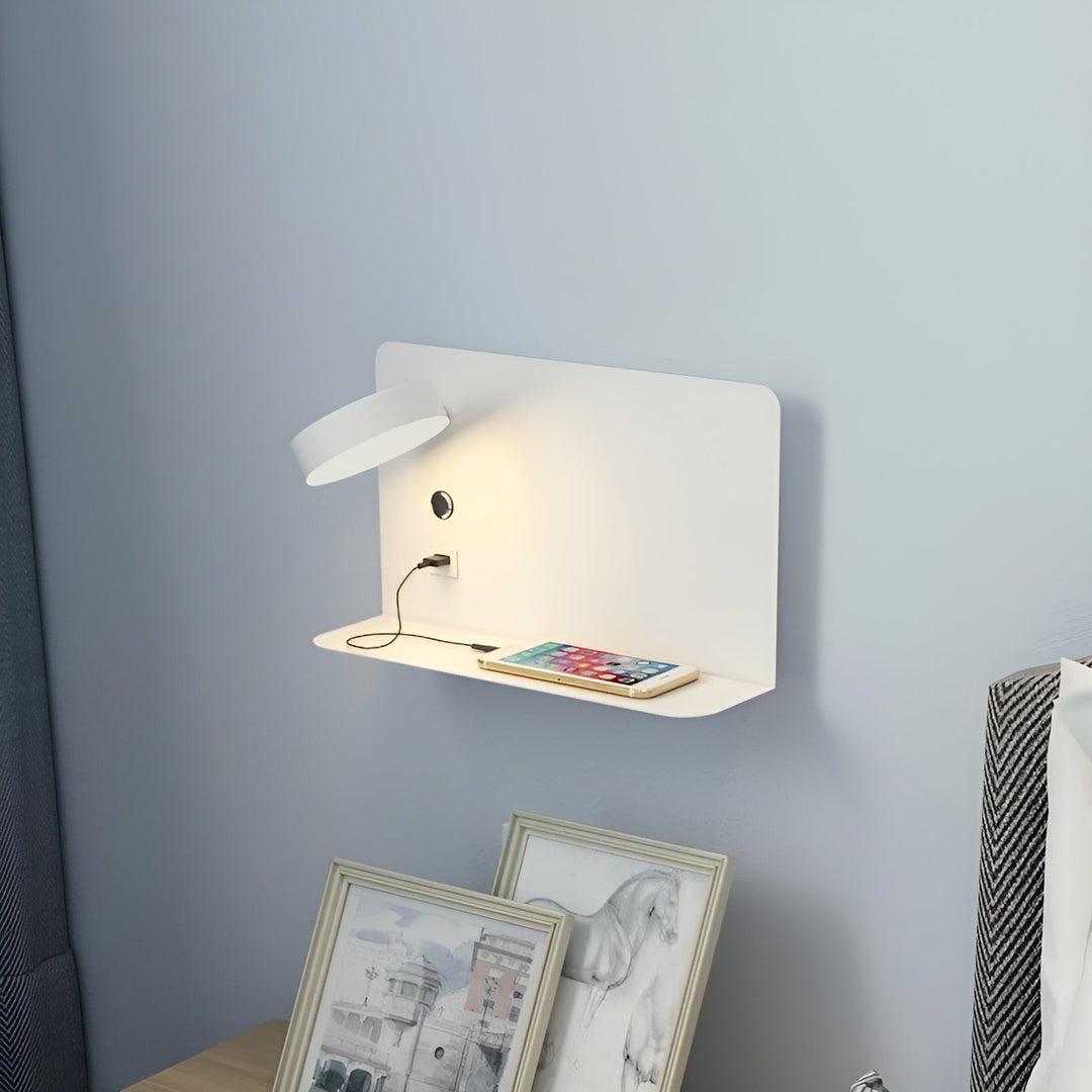 Lampka LED na ścianę z ładowarką USB i włącznikiem - GlowPort-Czarny-Trend Polska