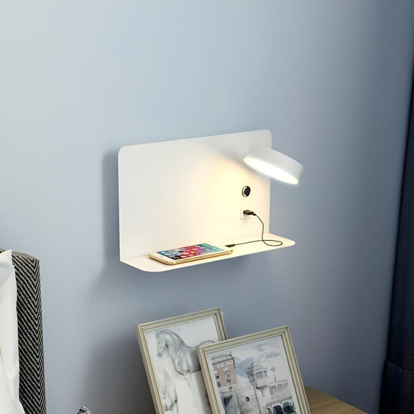 Lampka LED na ścianę z ładowarką USB i włącznikiem - GlowPort-Czarny-Trend Polska