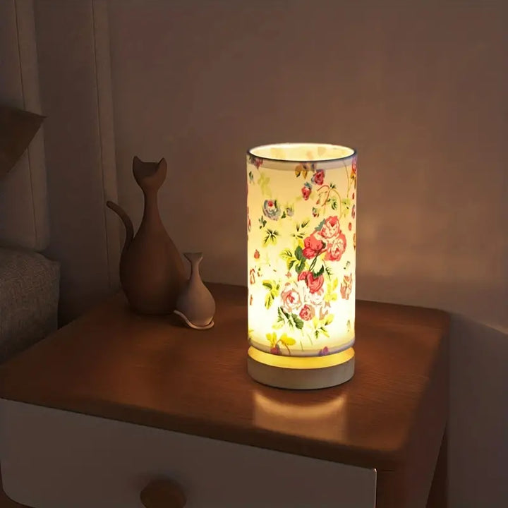Lampka nocna z lnu - LinoGlow-Z kwiatami-Trend Polska