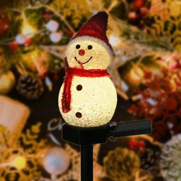 Lampka SolarSnow na energię słoneczną w kształcie bałwana-Czerwony (1+1 Gratis)-Trend Polska