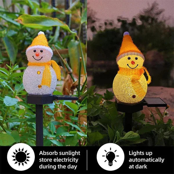Lampka SolarSnow na energię słoneczną w kształcie bałwana-Czerwony (1+1 Gratis)-Trend Polska