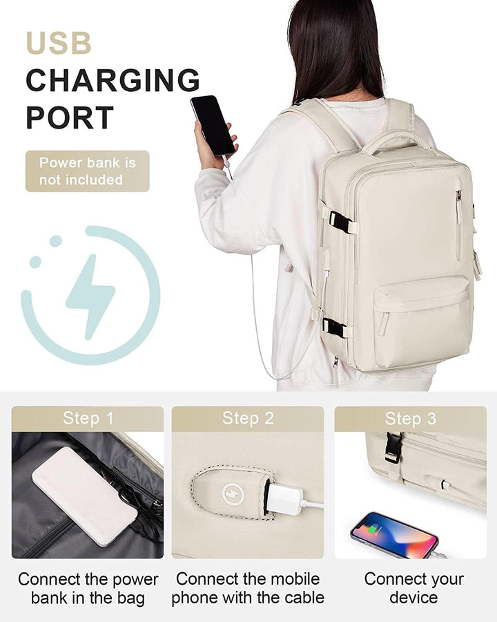 Wodoodporny plecak podróżny z przegrodą na buty i portem USB – dopasowany do laptopa 14"