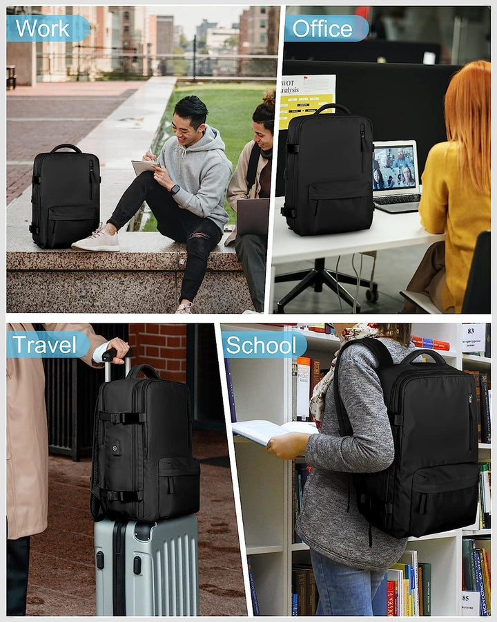 Wodoodporny plecak podróżny z przegrodą na buty i portem USB – dopasowany do laptopa 14"