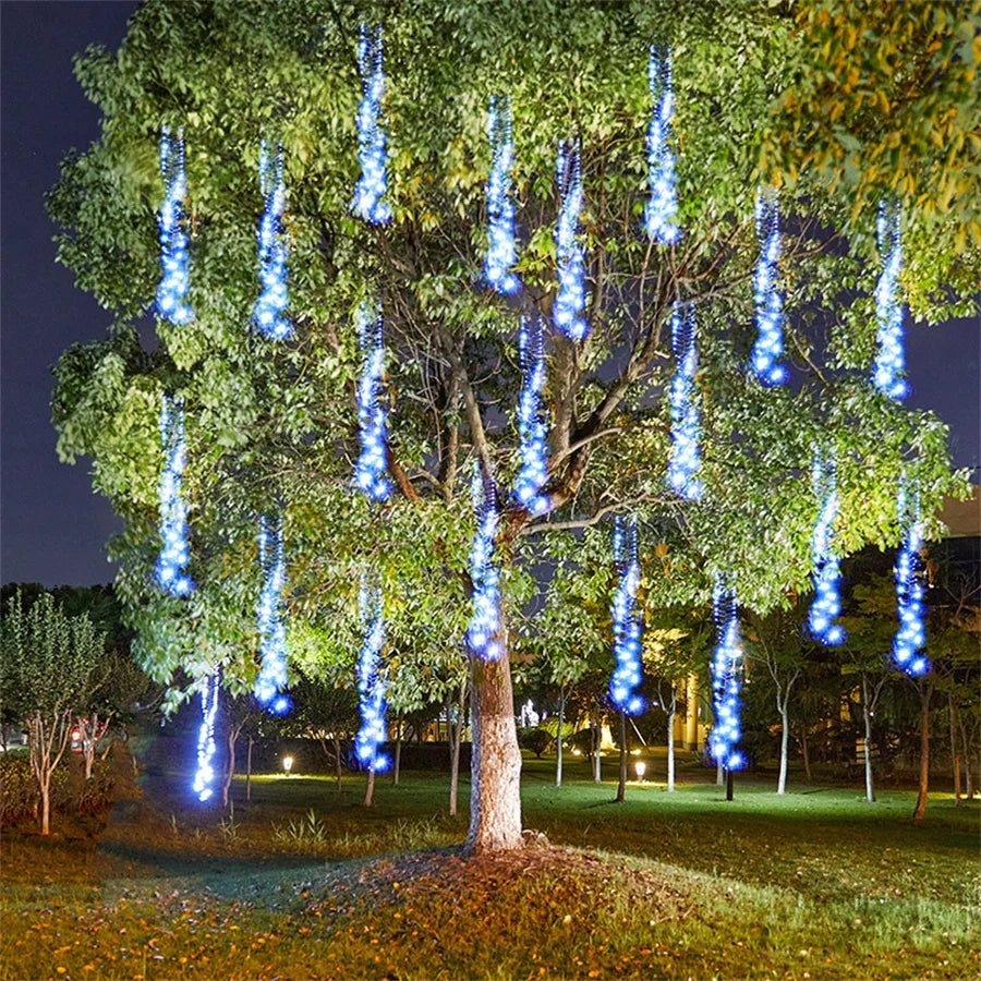 LED Meteor Shower Outdoor Lighting – Lumi-Biały-1 Łańcuch 1 Adapter-Trend Polska