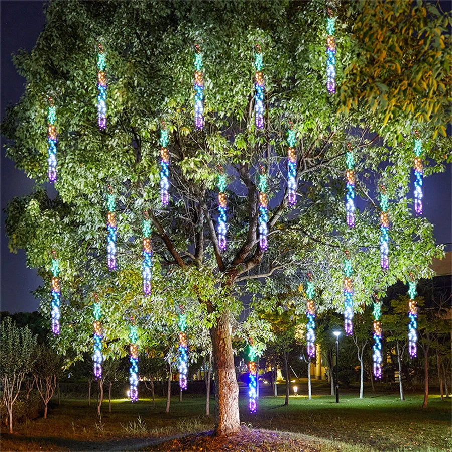 LED Meteor Shower Outdoor Lighting – Lumi-Biały-1 Łańcuch 1 Adapter-Trend Polska