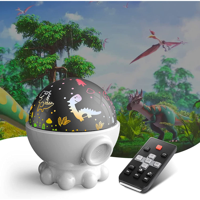LED Nocna lampka z projekcją oceanu i nieba gwiaździstego + funkcja muzyki - DreamAura-Biały Dino-Trend Polska