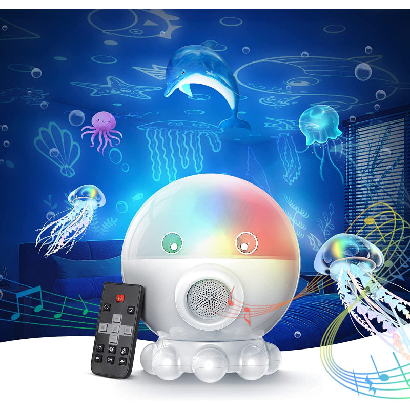 LED Nocna lampka z projekcją oceanu i nieba gwiaździstego + funkcja muzyki - DreamAura-Biały-Trend Polska