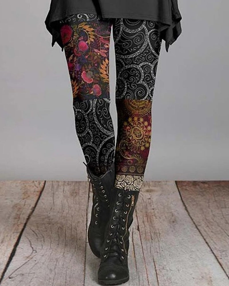 Legginsy Bohemian Retro z etnicznymi wzorami – Ziva-S-3-Trend Polska