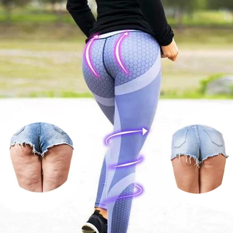 Legginsy damskie yoga z wysokim stanem z geometrycznym wzorem – Aurora-Czarny-S-Trend Polska