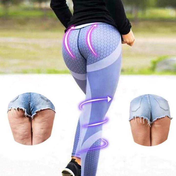 Legginsy damskie yoga z wysokim stanem z geometrycznym wzorem – Aurora-Czarny-S-Trend Polska
