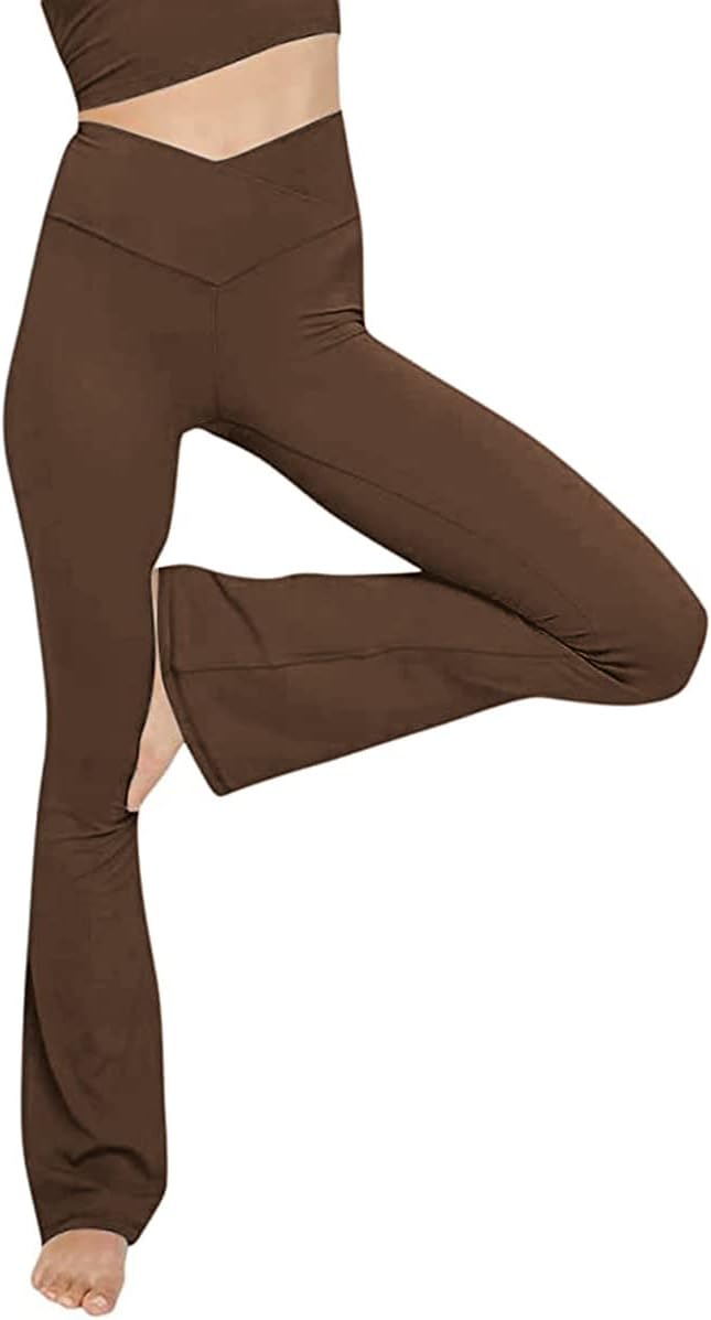 Legginsy do jogi z rozszerzanymi nogawkami - VFit-Brązowy-2XS-Trend Polska