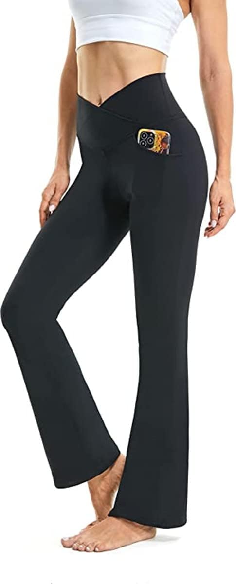 Legginsy do jogi z rozszerzanymi nogawkami - VFit-Czarny-2XS-Trend Polska