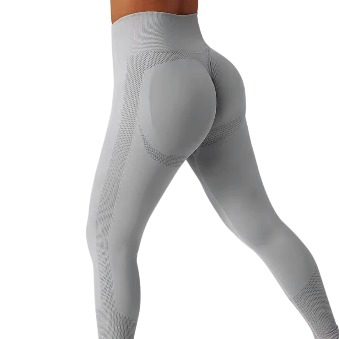 Legginsy sportowe z wysokim stanem dla kobiet – FlexFit-Szary-S-Trend Polska