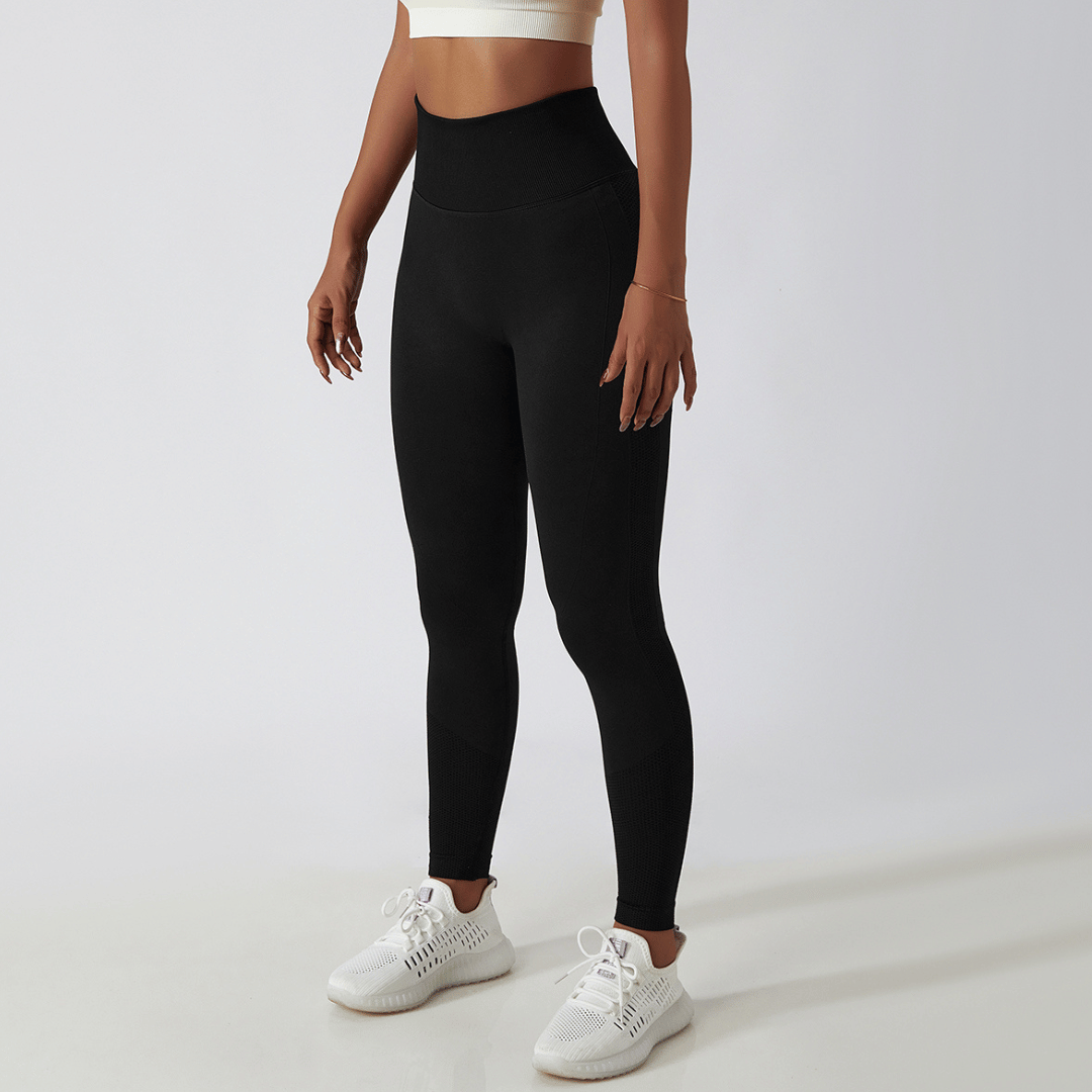 Legginsy sportowe z wysokim stanem dla kobiet – FlexFit-Czarny-S-Trend Polska