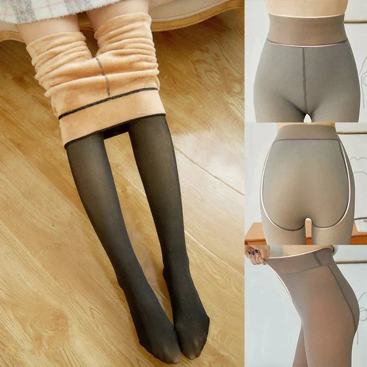 Legginsy zimowe - Lupin-Czarny rajstopowy-Trend Polska
