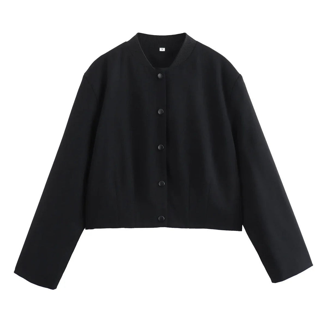 Lekka damska bomberka na lato – Casual Chic z stójką-Czarny-S-Trend Polska