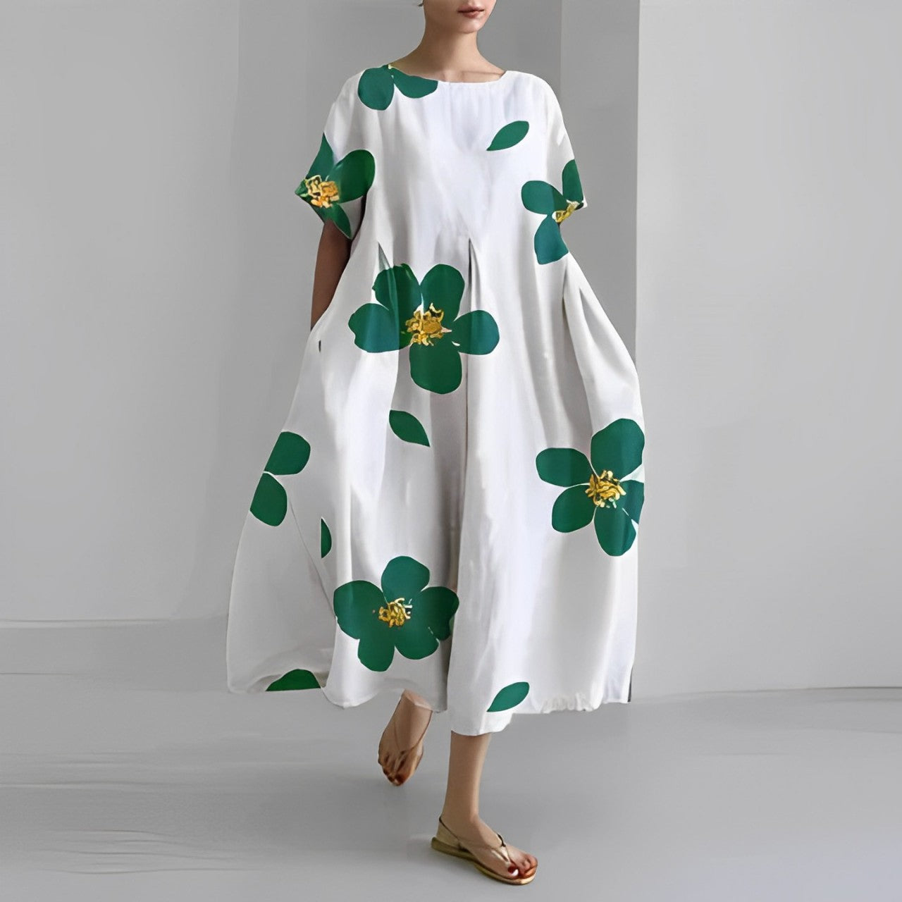 Lekka letnia maxi sukienka z akcentem w talii – Clara-Biały-S-Trend Polska