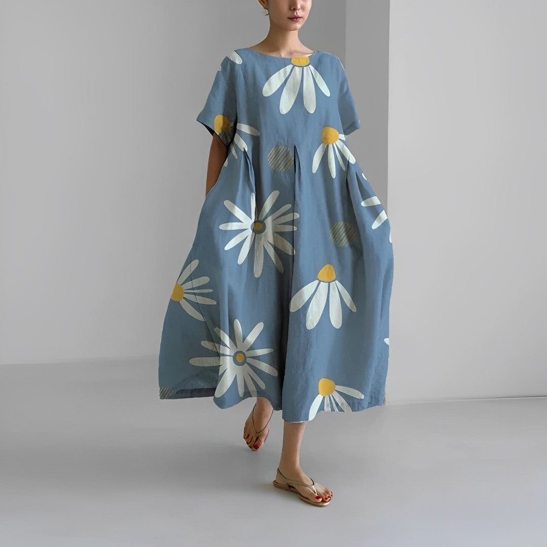 Lekka letnia maxi sukienka z akcentem w talii – Clara-Błękitny-S-Trend Polska