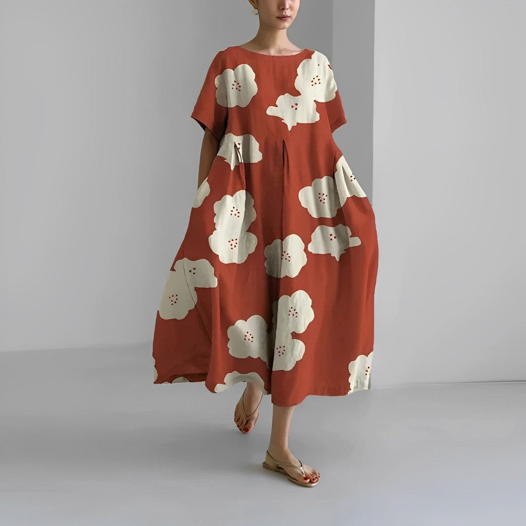 Lekka letnia maxi sukienka z akcentem w talii – Clara-Czerwony-S-Trend Polska