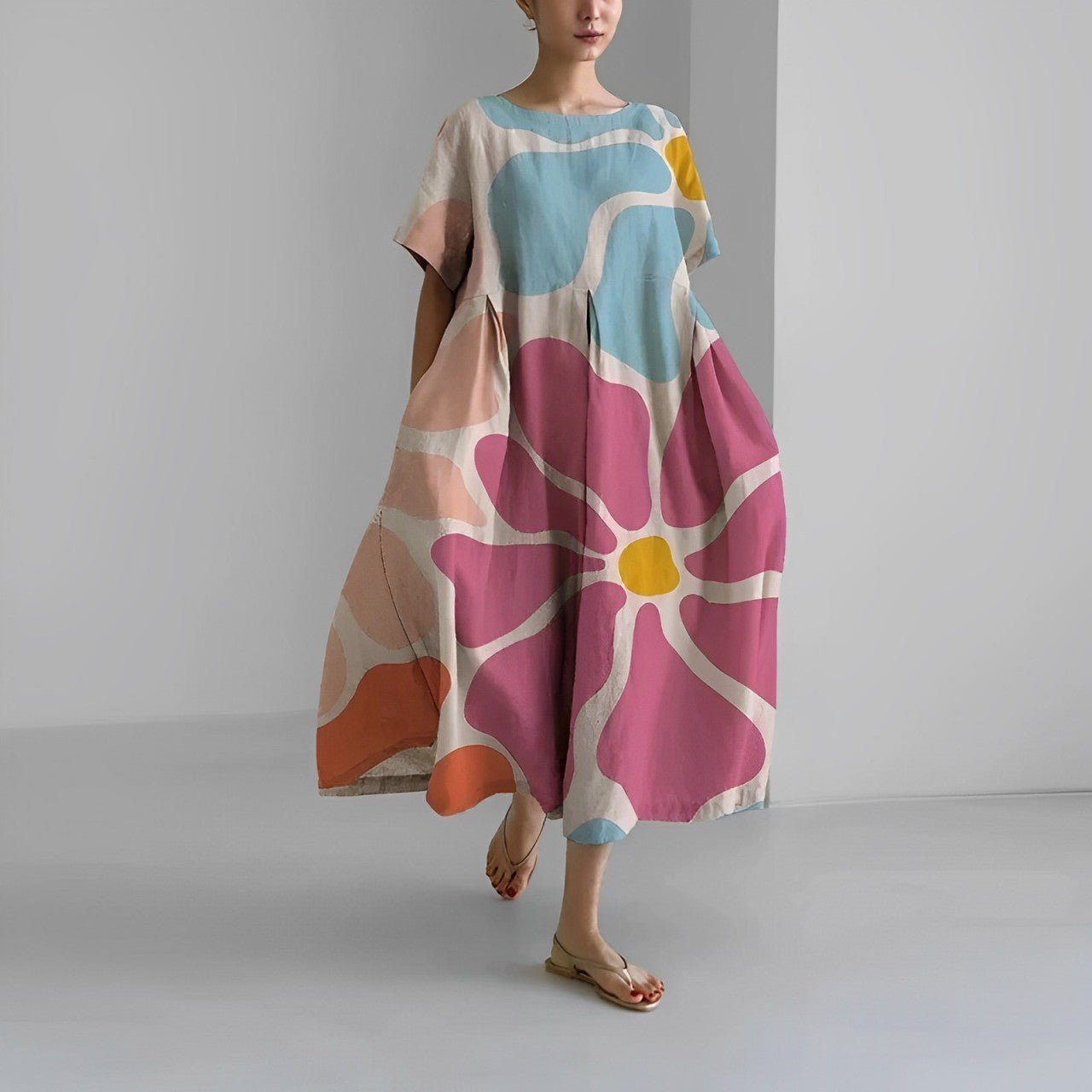 Lekka letnia maxi sukienka z akcentem w talii – Clara-Różowy-S-Trend Polska