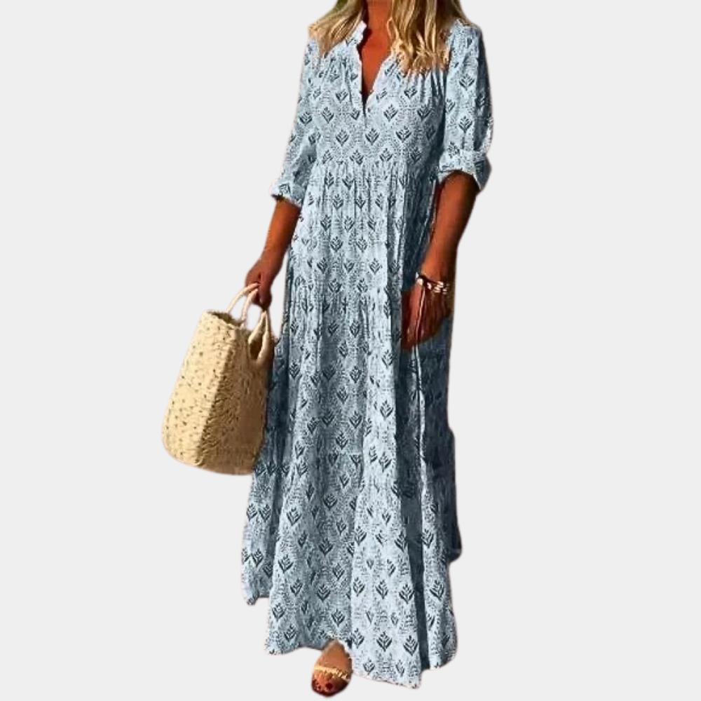 Lekka maxi letnia sukienka dla kobiet - Isla-Niebieski-S-Trend Polska
