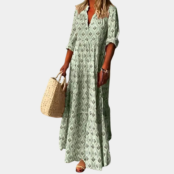 Lekka maxi letnia sukienka dla kobiet - Isla-Zielony-S-Trend Polska