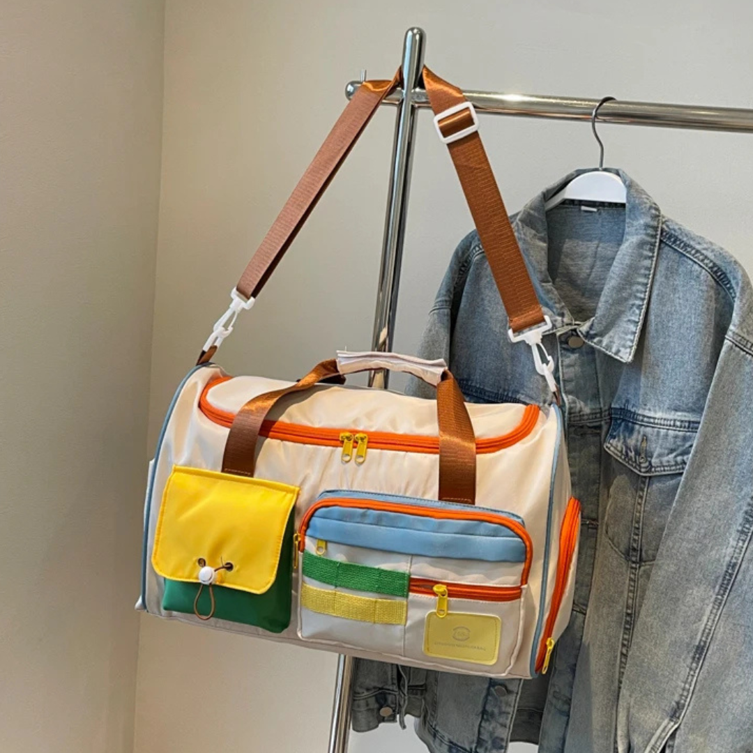 Lekka torba duffelowa z kolorowymi blokami - FlexaBag-Trend Polska