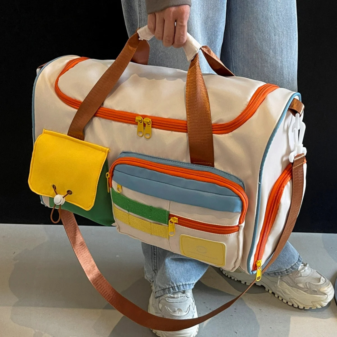 Lekka torba duffelowa z kolorowymi blokami - FlexaBag-Trend Polska