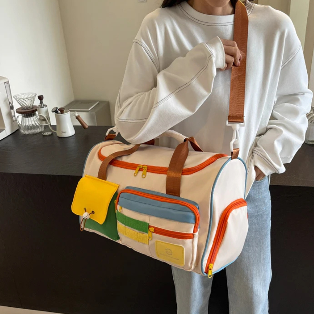 Lekka torba duffelowa z kolorowymi blokami - FlexaBag-Trend Polska