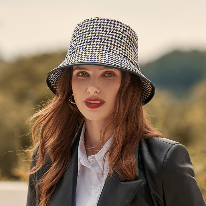 Lekki damski kapelusz typu bucket z materiału na lato – Lindsay-Czarny-Jedna rozmiar-Trend Polska