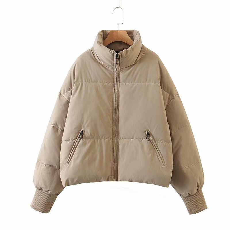 Lekki damski płaszcz puchowy - Sofia-Khaki-S-Trend Polska