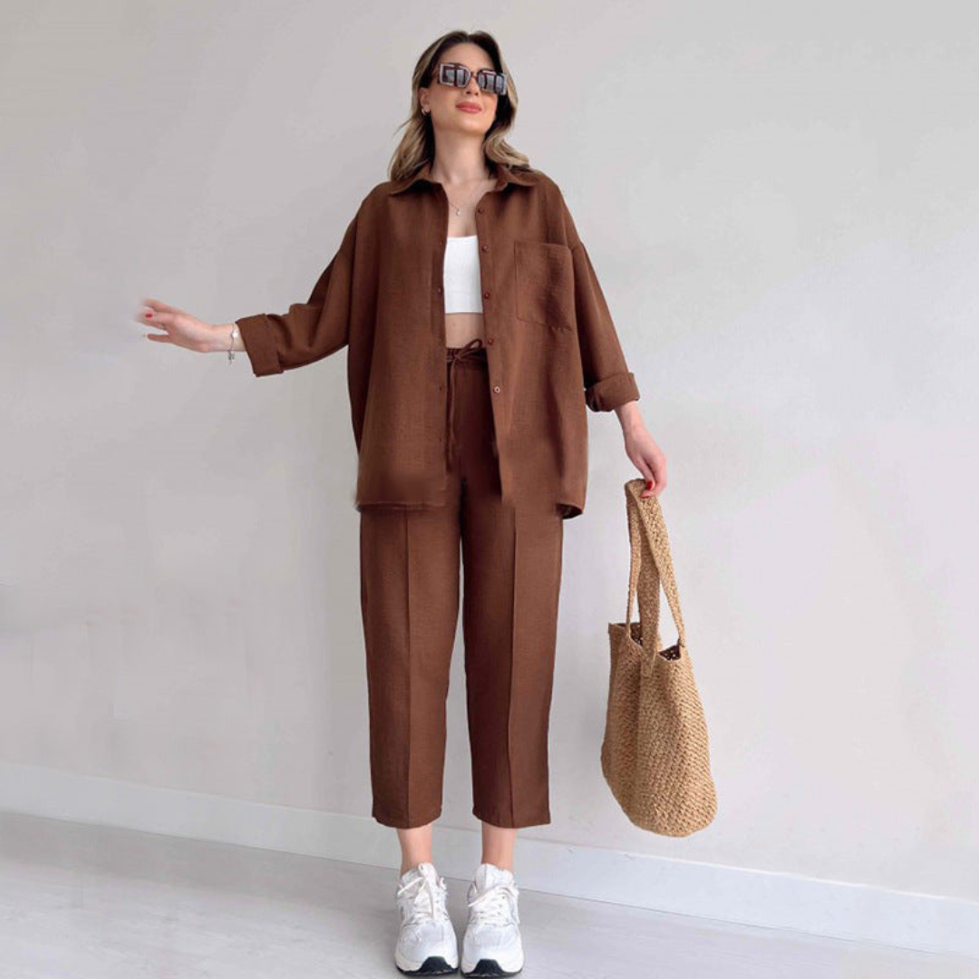 Lekki damski zestaw lniany – Camille-Braun-S-Trend Polska