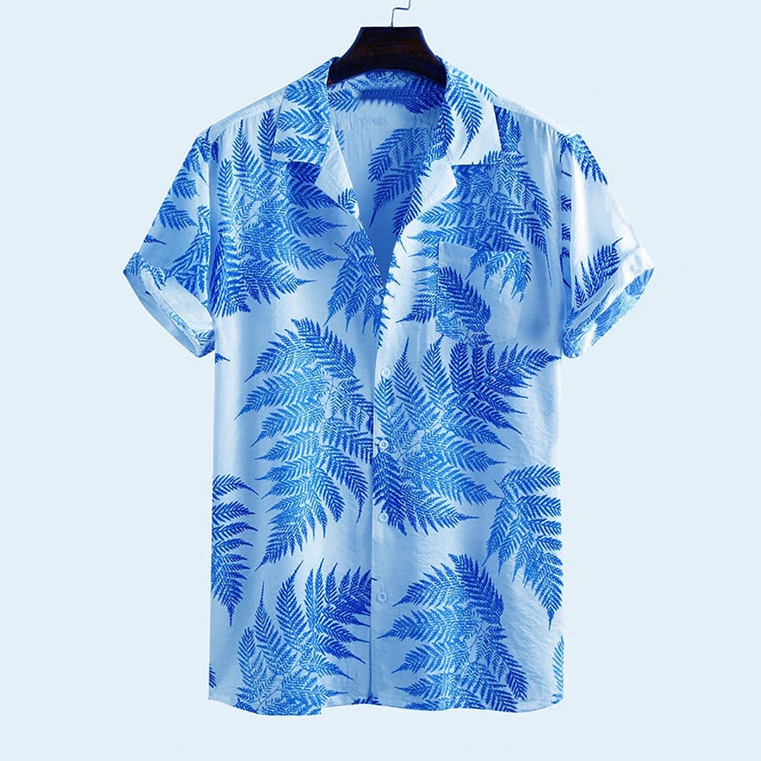 Lekki męski letni T-shirt o nowoczesnym kroju – Jaxon-Niebieski-S-Trend Polska