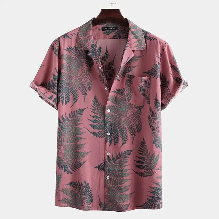Lekki męski letni T-shirt o nowoczesnym kroju – Jaxon-Różowy-S-Trend Polska