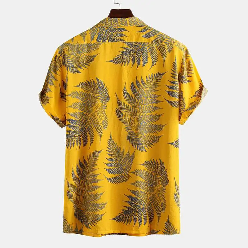 Lekki męski letni T-shirt o nowoczesnym kroju – Jaxon-Żółty-S-Trend Polska