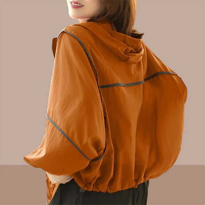 Lekkie Damska Letnia Bluza z Kapturem w Oversized Rozmiarze - Zoë-Pomarańczowy-S-Trend Polska