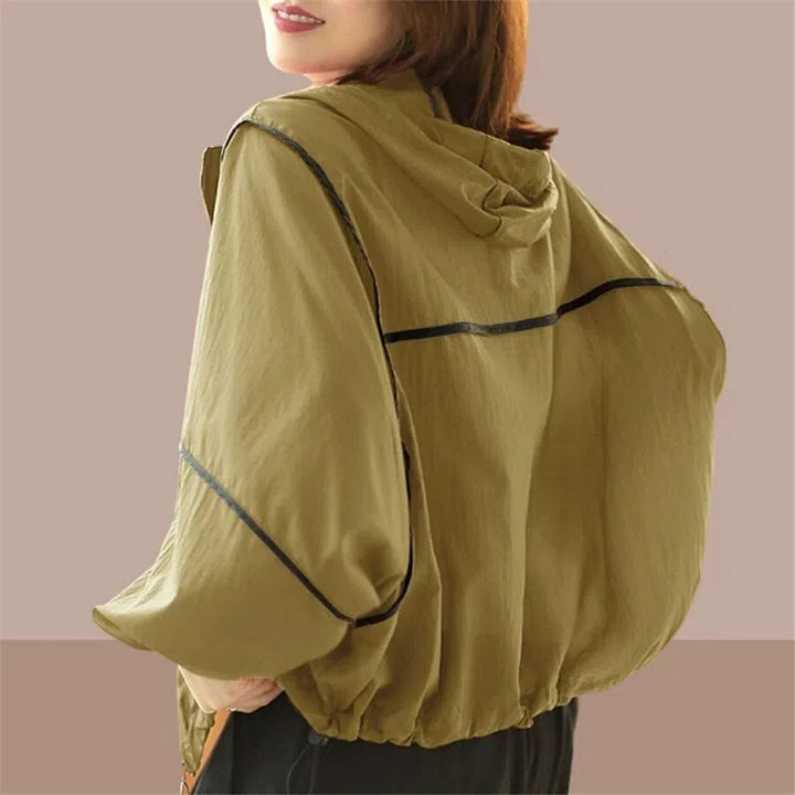 Lekkie Damska Letnia Bluza z Kapturem w Oversized Rozmiarze - Zoë-Zielony-S-Trend Polska