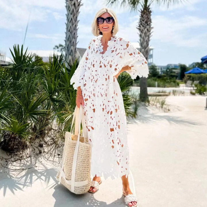 Lekkie Letnia Maxi Sukienka – Maribel-Biały-S-Trend Polska