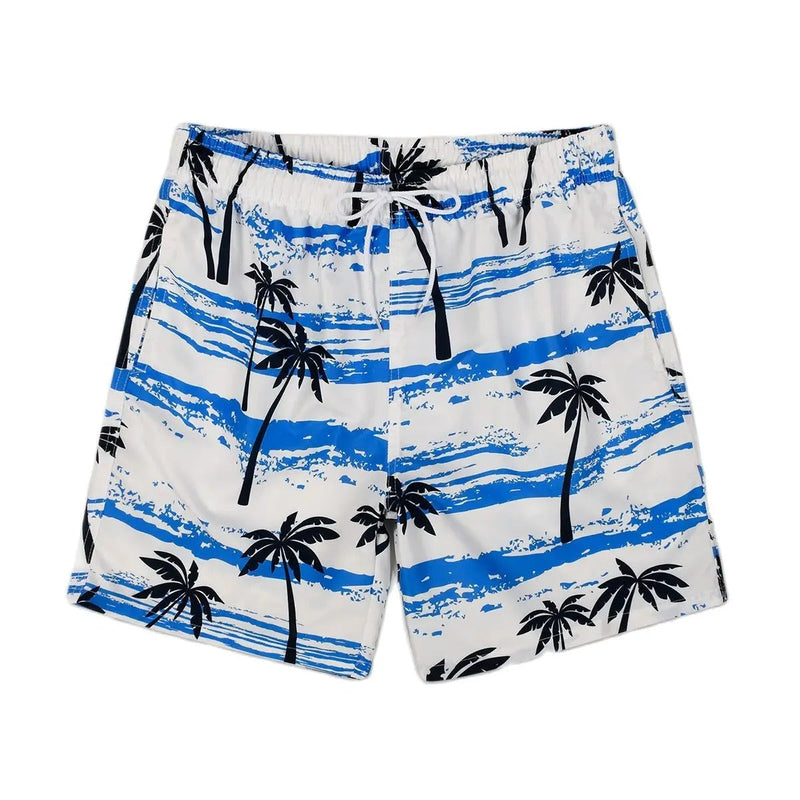 Lekkie letnie szorty męskie z printem palm – Nico-Biały/Niebieski-S-Trend Polska